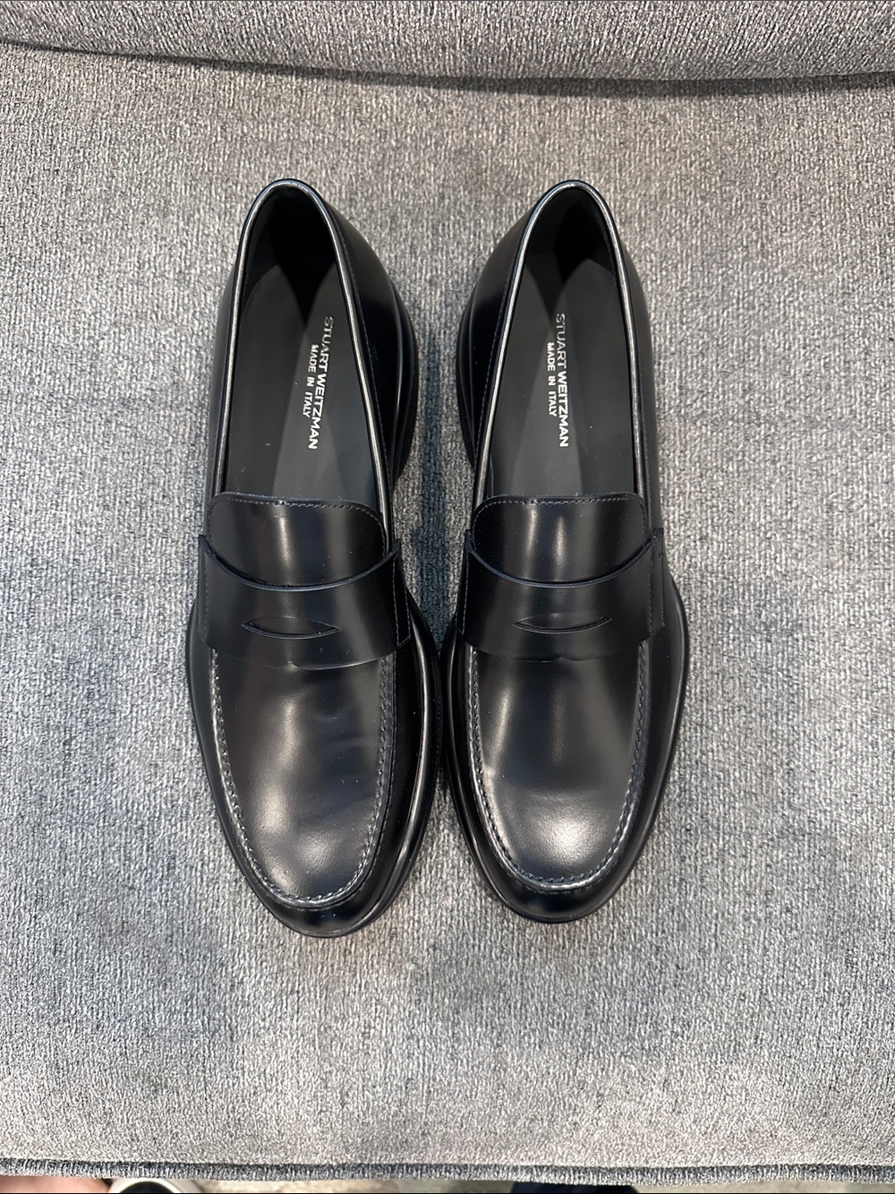 Stuart Weitzman Black Leather Classic Penny Loafers